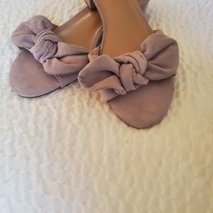 Lavender suede sandals.